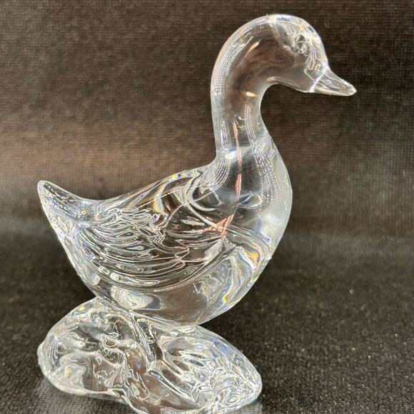 Vintage Waterford Crystal Goose Duck On Rock Figurine 4" Retired - Picture 2 of 8